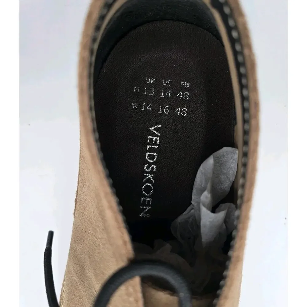Veldskoen Shoes Mens 14 48 Tan Beige Brown Heritage Black Sole Low Chukka Safari